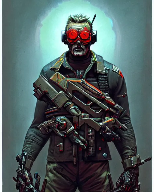 Prompt: soldier 7 6 from overwatch, character portrait, portrait, close up, concept art, intricate details, highly detailed, horror poster, horror, vintage horror art, realistic, terrifying, in the style of michael whelan, beksinski, and gustave dore
