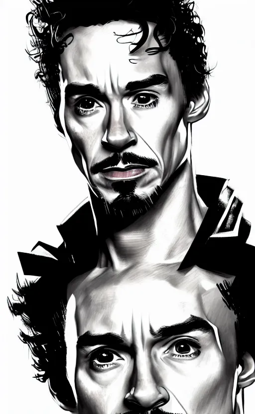 Image similar to portrait of robert sheehan as tony stark from the avengers infinity war, marvel concept art, hyperrealistic, detailed, accurate illustration, dramatic lighting, action pose