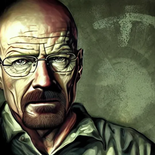 Prompt: walter white in resident evil, painting, high quality