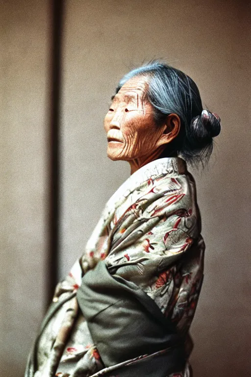 Image similar to photograph of an old japanese woman, photograph by steve mccurry