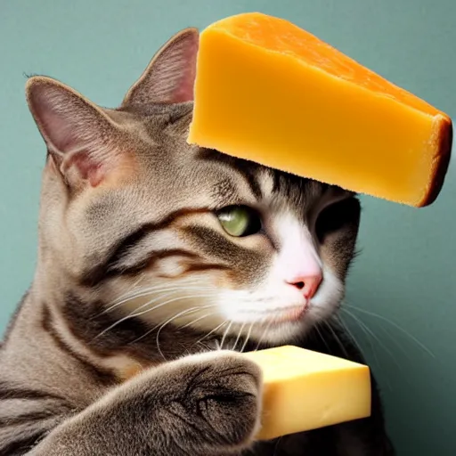 Image similar to cat with cheese for a head