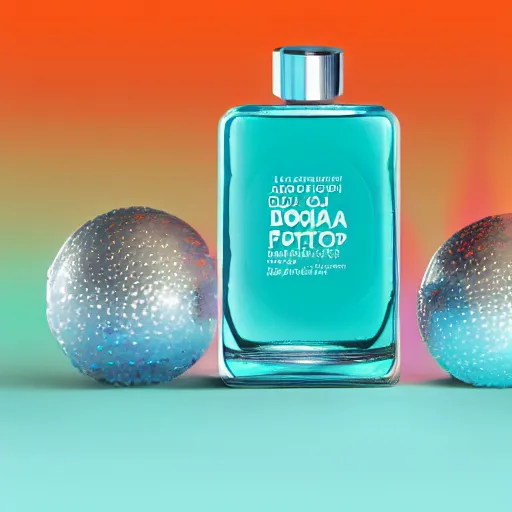 Prompt: perfume bottle inspired by yoga, advertising photography, gradient studio background, bokeh