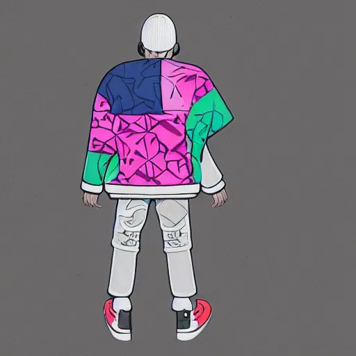 Image similar to streetwear fashion influencer character illustration influenced by kaws