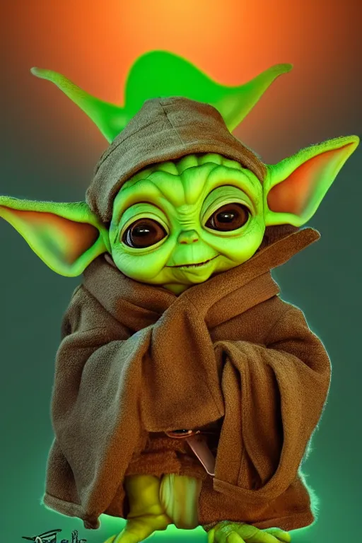 Prompt: colorful full body shot of gizmo as baby yoda, trending on artstation, trending on deviantart ,cinematic backlighting, 8k, symmetrical, correct proportions, hyper detail, studio disney