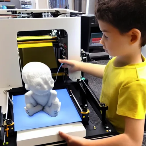 Image similar to a child using a 3 d printer