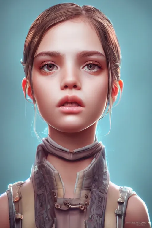 Image similar to very cute girl portrait, highly detailed eyes, intricate details, by artgerm, tooth wu, dan mumford, beeple, wlop, unreal engine 5 rendering