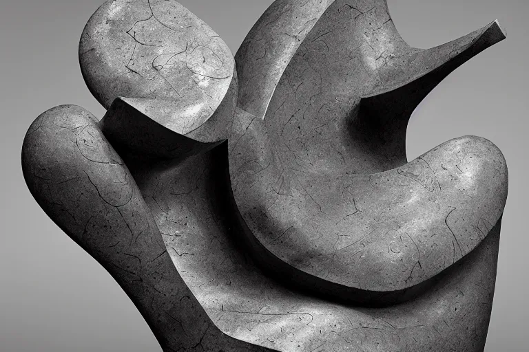 Prompt: a black and white photo of an otherworldly alien sculpture, an abstract stone metal sculpture by isamu noguchi, zbrush central, precisionism, marble sculpture, biomorphic