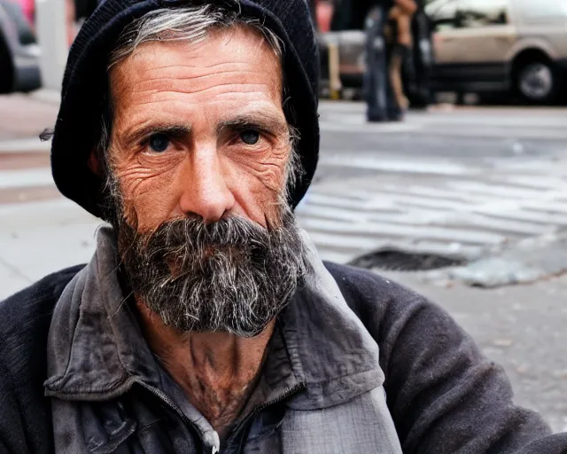 Image similar to a beautiful handsome homeless man in new york city.