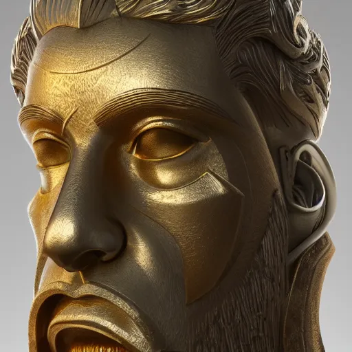 Image similar to portrait of castle gold statue reflect chrome, 8 k uhd, unreal engine, octane render in the artstyle of finnian macmanus, john park and greg rutkowski