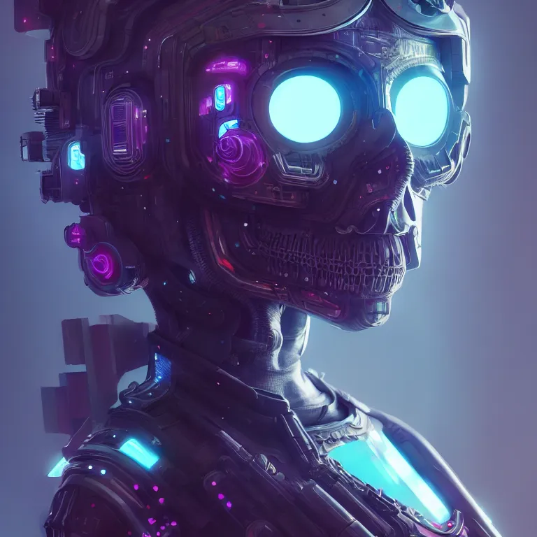 Image similar to futuristic cyberpunk princess in skull mask symmetrical artwork by Tooth Wu and wlop and beeple. octane render, trending on artstation, greg rutkowski very coherent symmetrical artwork. cinematic, hyper realism, high detail, octane render, 8k