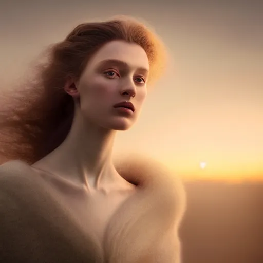 Image similar to photographic portrait of a stunningly beautiful stark renaissance female in soft dreamy light at sunset, contemporary fashion shoot, by edward robert hughes, annie leibovitz and steve mccurry, david lazar, jimmy nelsson, breathtaking, 8 k resolution, extremely detailed, beautiful, establishing shot, artistic, hyperrealistic, beautiful face, octane render