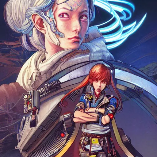 Image similar to A sorcerer wielding a futuristic blast cannon Apex Legends character digital illustration portrait gorgeous lighting, wide angle action dynamic portrait, perspective shot, art by Ayami Kojima and Shintaro Kago-H 640