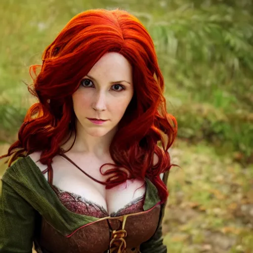 Image similar to Triss Merigold cosplay by Dominique Mcelligott, seductive gaze, 8k, professional photography, cinematic studio shot