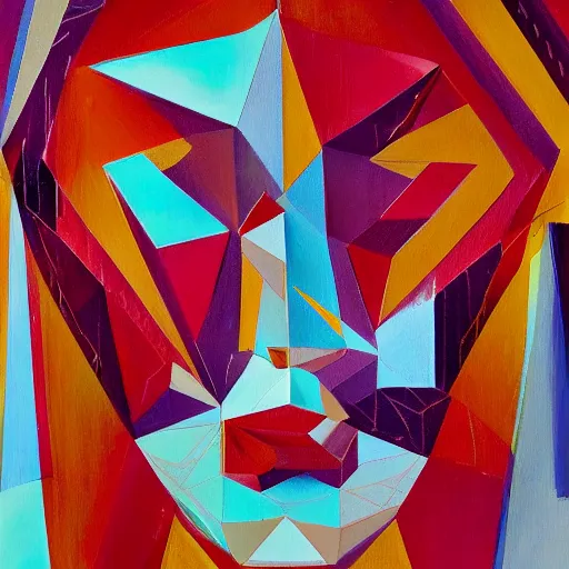 Prompt: a portrait of abstract face with polygon