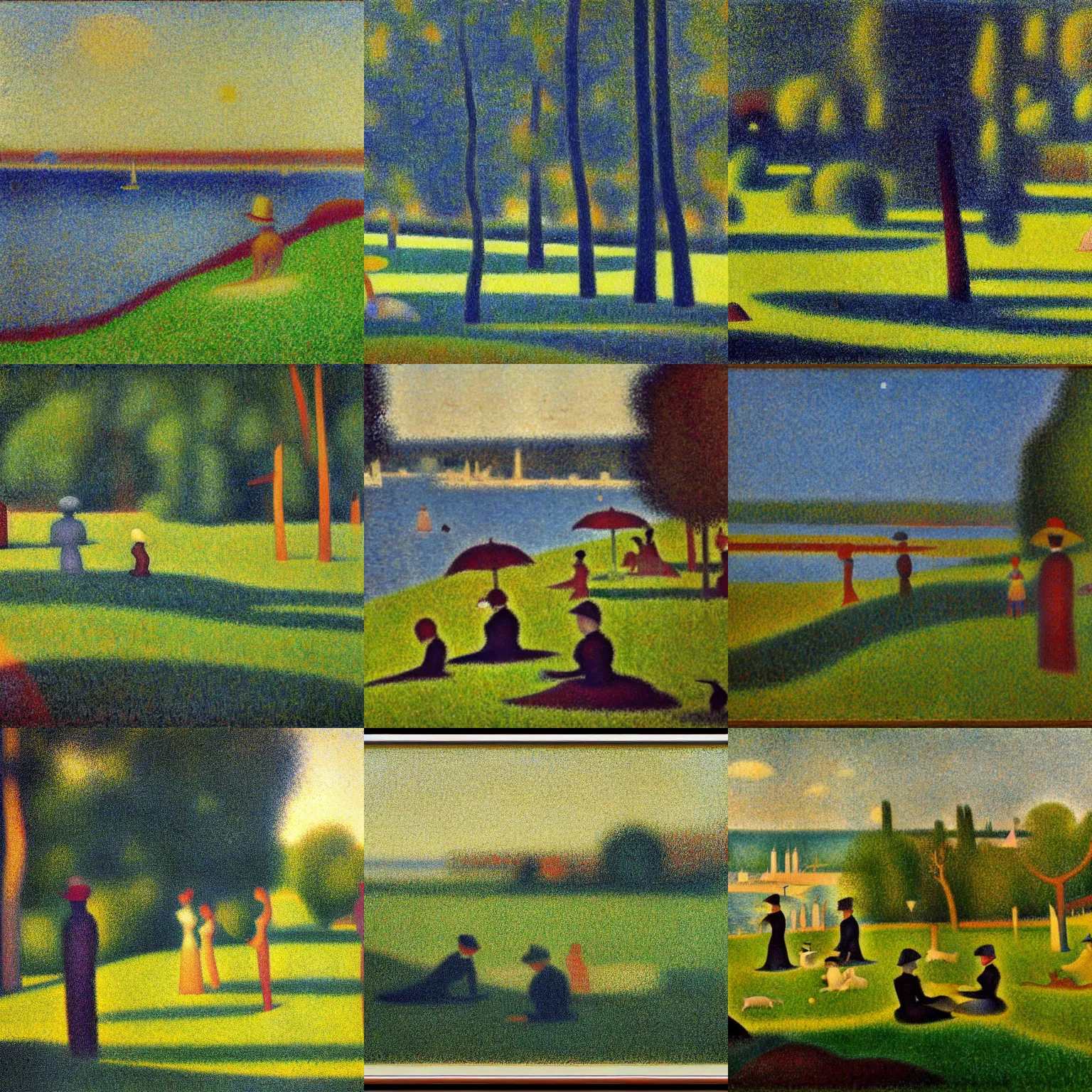 Prompt: a beautiful landscape, by georges seurat