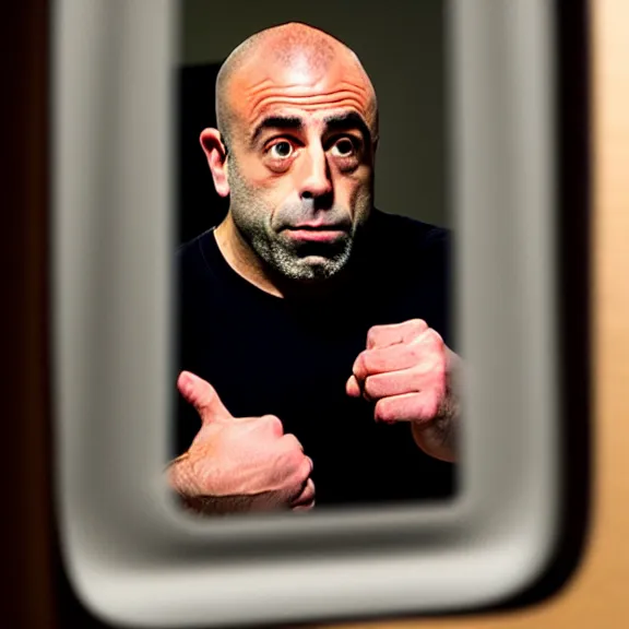 Image similar to mirror with joe rogan in the reflection