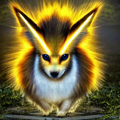 Image similar to national geographic photo of jolteon, pokemon in the wild, intricate, portrait, 8 k highly professionally detailed, hdr, award winning