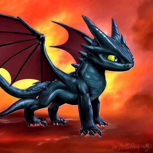 Image similar to lightning dragon toothless, httyd, digital art