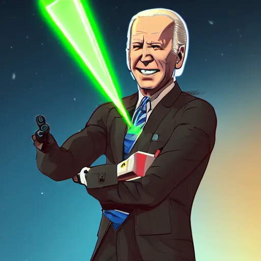 Image similar to joe biden shooting lasers from his eyes, artstation, detailed