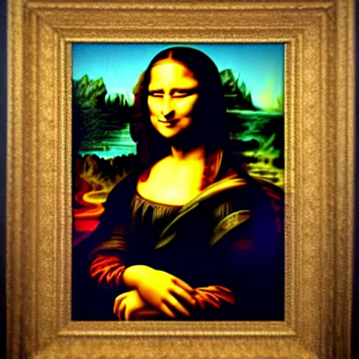 Prompt: Mona Lisa by Banksy hyper real oil painting