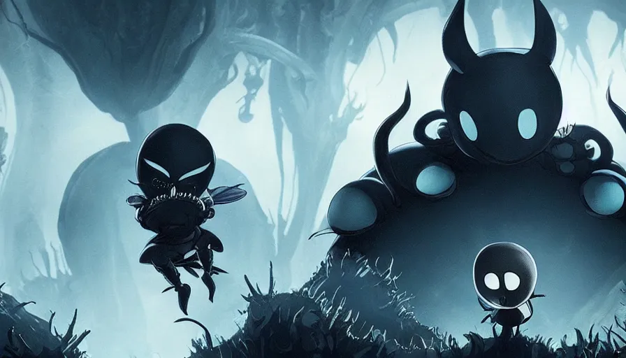 Image similar to Hollow Knight live action movie adaptation, directed by Guillermo Del Toro, IMAX cinematography by Roger Deakins, dark fantasy, principal photography