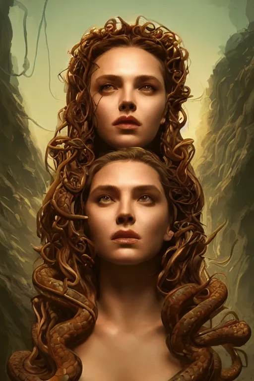 prompthunt: medusa with snake hair by charlie bowater and titian