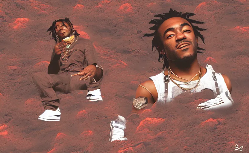 Prompt: Lil Uzi Vert chilling on Mars, planetary digital art of Lil Uzi Vert