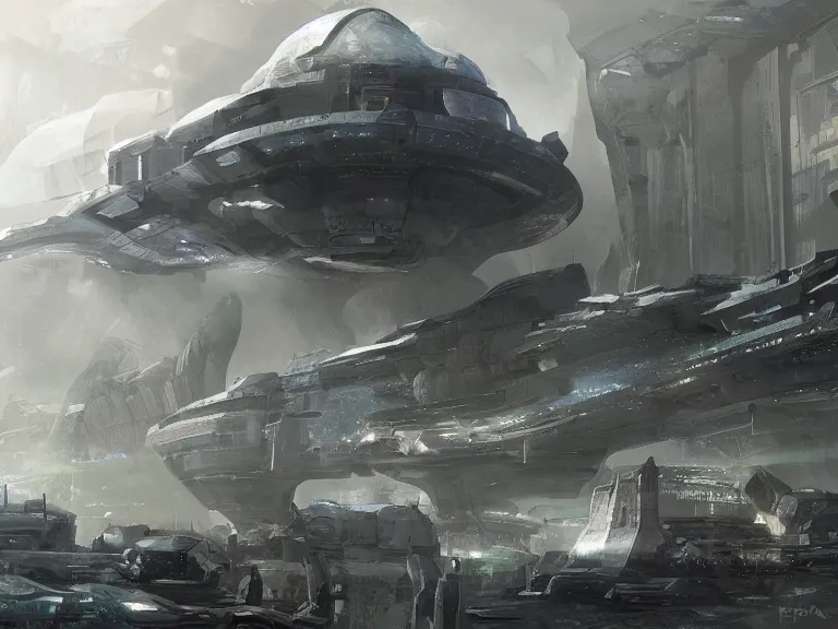 Prompt: concept art, next - gen prometheus - class landship in a city park, epic, master, illustration, digital art, hd