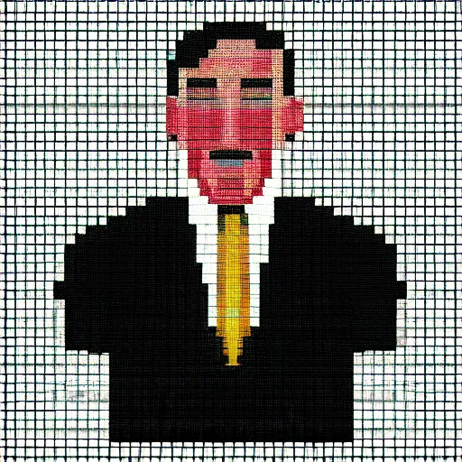 Image similar to pixel art portrait of adolf hitler