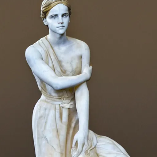 Prompt: marble statue of Emma Watson