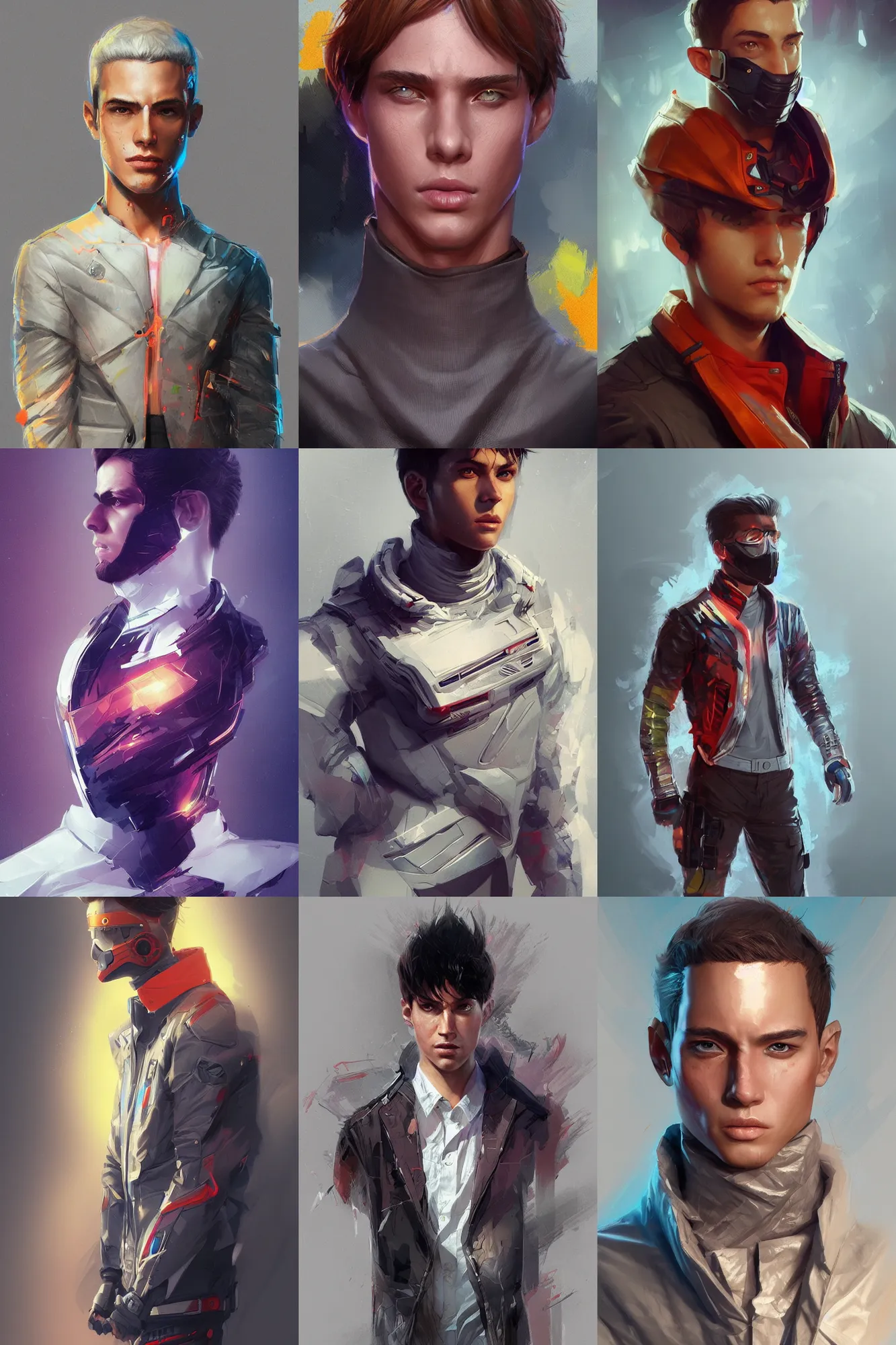 Prompt: full view high quality realistic digital concept art portrait of a young man dressed in stylish future clothing with face visible by artgerm and greg rutkowski, artstation trending, vibrant colour and blank background,