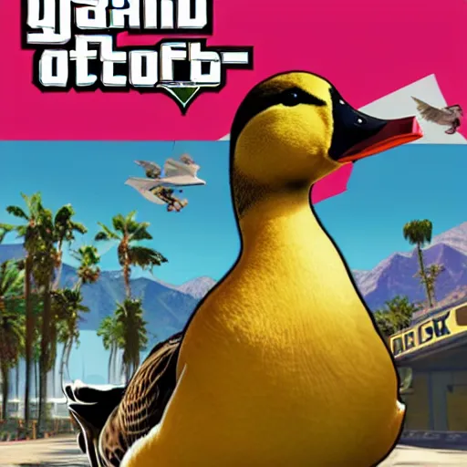 Image similar to a duck on the cover of grand theft auto v