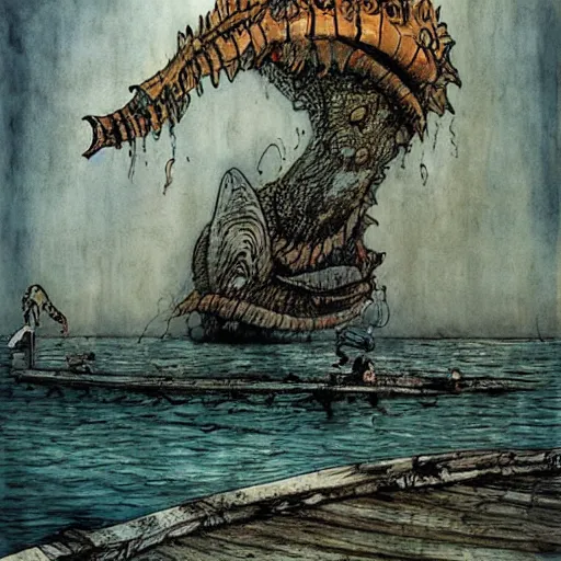 Image similar to monster in the sea by enki bilal