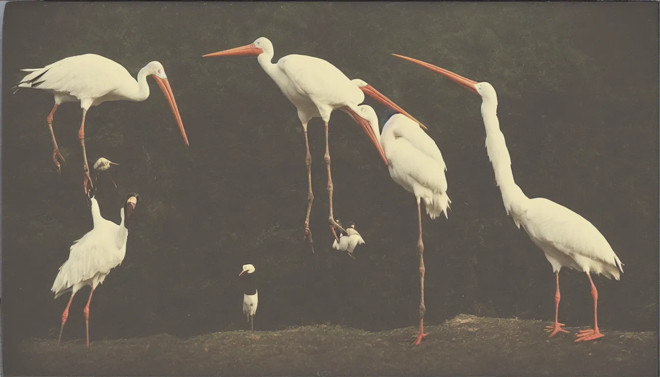 Prompt: polaroid picture of russian man yelling at stork, very detailed, 8 k