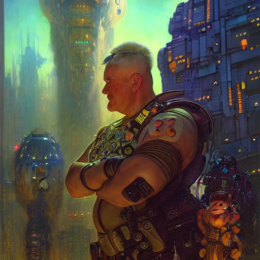 Prompt: portrait sully from monsters inc. spaceship futuristic city. shadowrun cyberpunk fantasy d & d painting by gaston bussiere craig mullins jc leyendecker gustav klimt artgerm greg rutkowski john berkey, bergey, craig mullins, ruan jia, raymond swanland, tom lovell