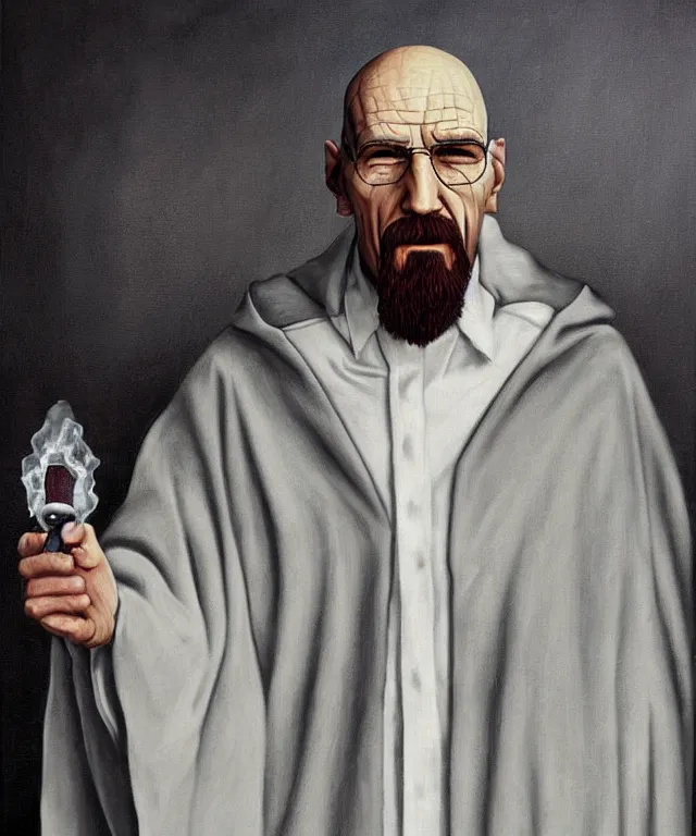 Image similar to portrait of Saruman as Walter White in Breaking Bad, lowbrow painting by Mark Ryden