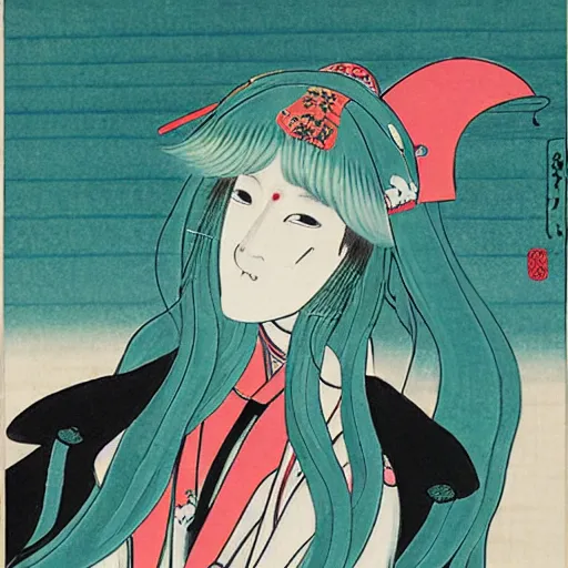 Prompt: hatsune miku ukiyo - e