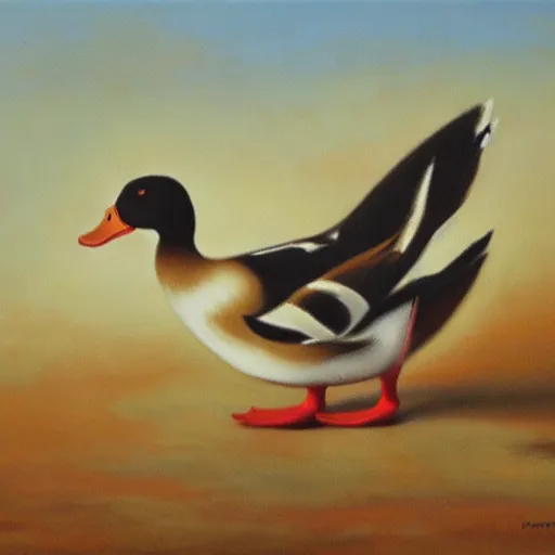 Image similar to a duck on the prowl oil painting morteza katouzian