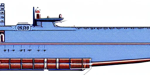 Image similar to very detailed blueprint schematics for the barbie imperial cruiser