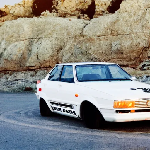 Prompt: bosozoku car in front of the Mediterranean coast