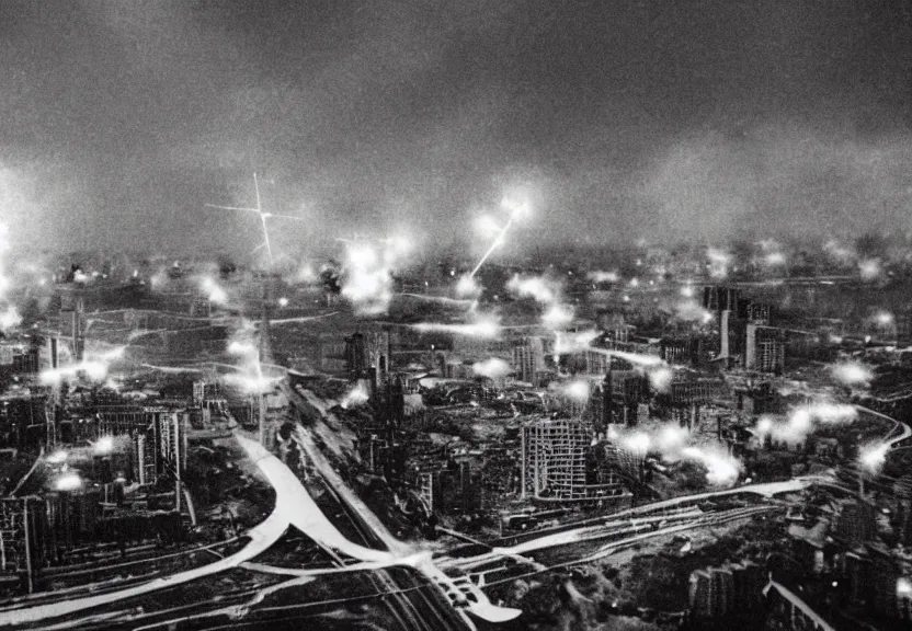 Image similar to Pulgasari the North Korean starfish monster destroying Pyongyang city, volumetric lighting, filmstill, produced by Kim Jong-il, Kodachrome, kaiju-eiga, monster movie, communist propaganda, film noir, 35mm film grain, Cooke Varotal 20-100mm T3.1, in the style of Ishirō Honda and Andreï Tarkovski