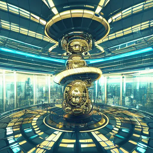 Image similar to futuristic beehive lobby by dennis chan, hyper detailed, digital art, trending in artstation, cinematic lighting