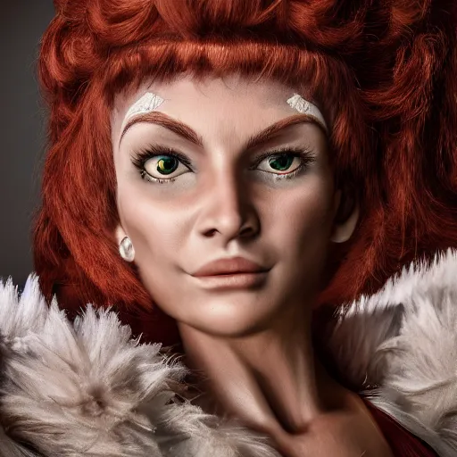 Prompt: hyper detailed, ultra sharp focus photo of wilma flinstone, unreal engine, studio lighting, 8 k, dslr, 8 5 mm f / 1. 8 by sam shaw