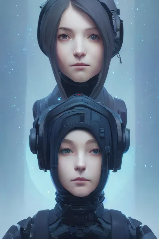 Image similar to portrait of android girl, highly detailed vfx portrait, unreal engine, greg rutkowski, loish, rhads, caspar david friedrich, makoto shinkai and lois van baarle, ilya kuvshinov, rossdraws, elegent, tom bagshaw, alphonse mucha, global illumination, detailed and intricate environment