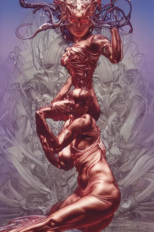 Image similar to rage, by artgerm and yoshitaka amano and moebius and hr giger and zdislaw beksinski and hajime sorayama and alphonse mucha