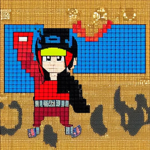 Prompt: naruto as a pirate, pixel art