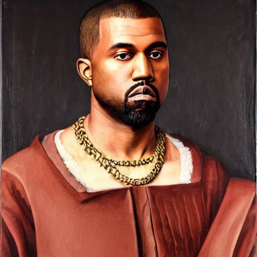 Image similar to A Renaissance portrait painting of Kanye West