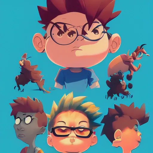 Image similar to face icon stylized minimalist rugrats, loftis, cory behance hd by jesper ejsing, by rhads, makoto shinkai and lois van baarle, ilya kuvshinov, rossdraws global illumination