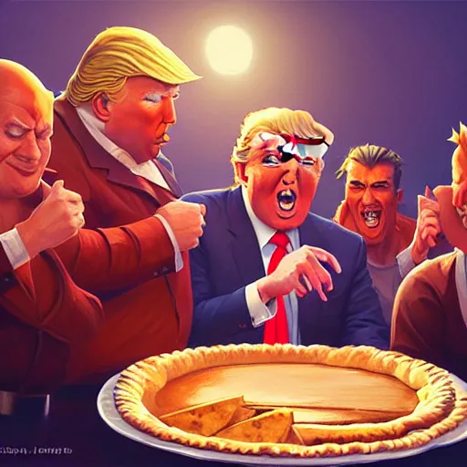 Image similar to donald trump eating pie contest, ben hur, loftis, cory behance hd by jesper ejsing, by rhads, makoto shinkai and lois van baarle, ilya kuvshinov, rossdraws global illumination