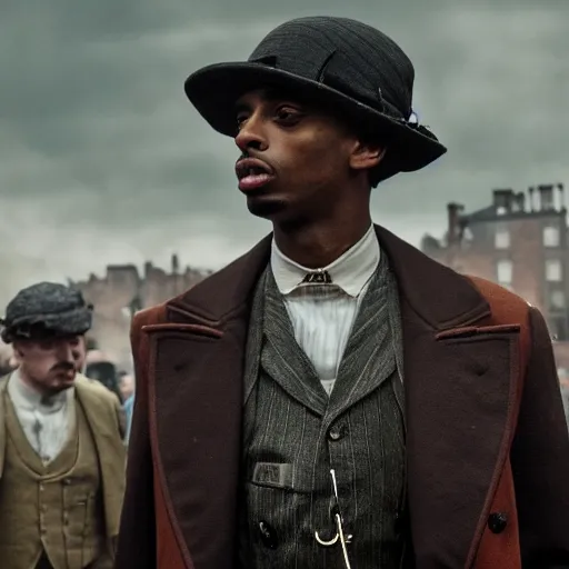 Image similar to playboi carti in peaky blinders 4 k the detailed super realistic